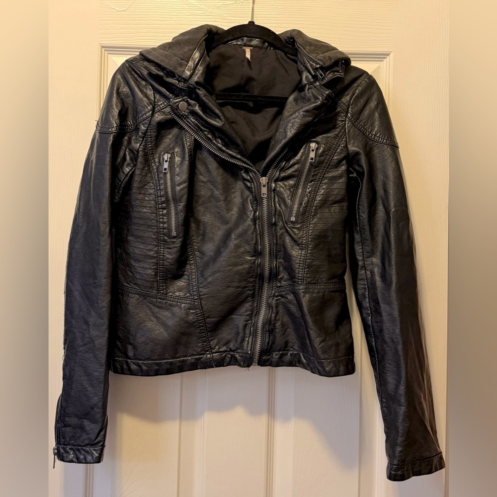 Free People Women’s Small New Dawn Vegan Faux Leather Black